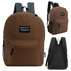 17" Bulk Classic Brown Backpack - Wholesale Case of 24 Bookbags