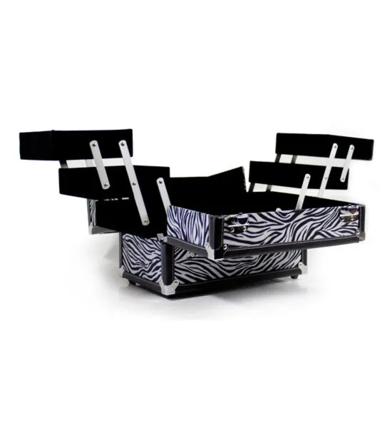 7 Compartment Makeup Case - Zebra