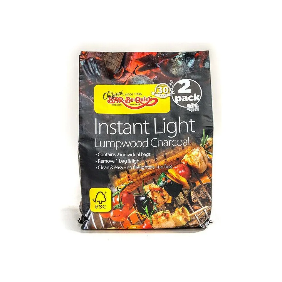 8 Pack Bar-Be-Quick Instant Lighting Lumpwood Charcoal 3Kg - 8 X 1.5Kg Bags