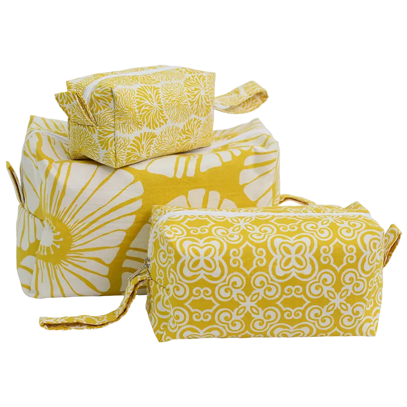 Batik Yellow Cosmetic Case, Medium