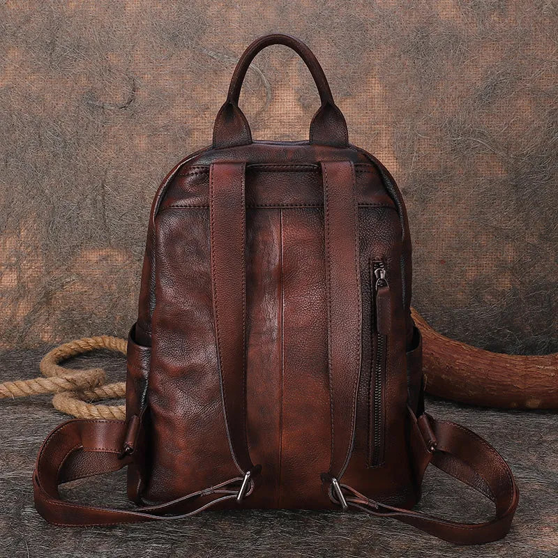 Best Vintage Brown Leather Rucksack Womens Vintage School Backpacks Leather Backpack Purse