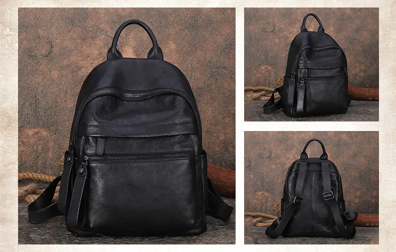 Best Vintage Brown Leather Rucksack Womens Vintage School Backpacks Leather Backpack Purse