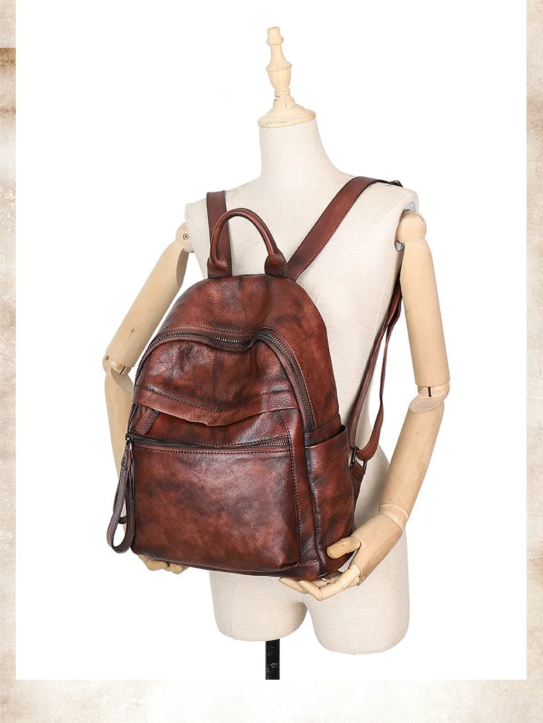 Best Vintage Brown Leather Rucksack Womens Vintage School Backpacks Leather Backpack Purse