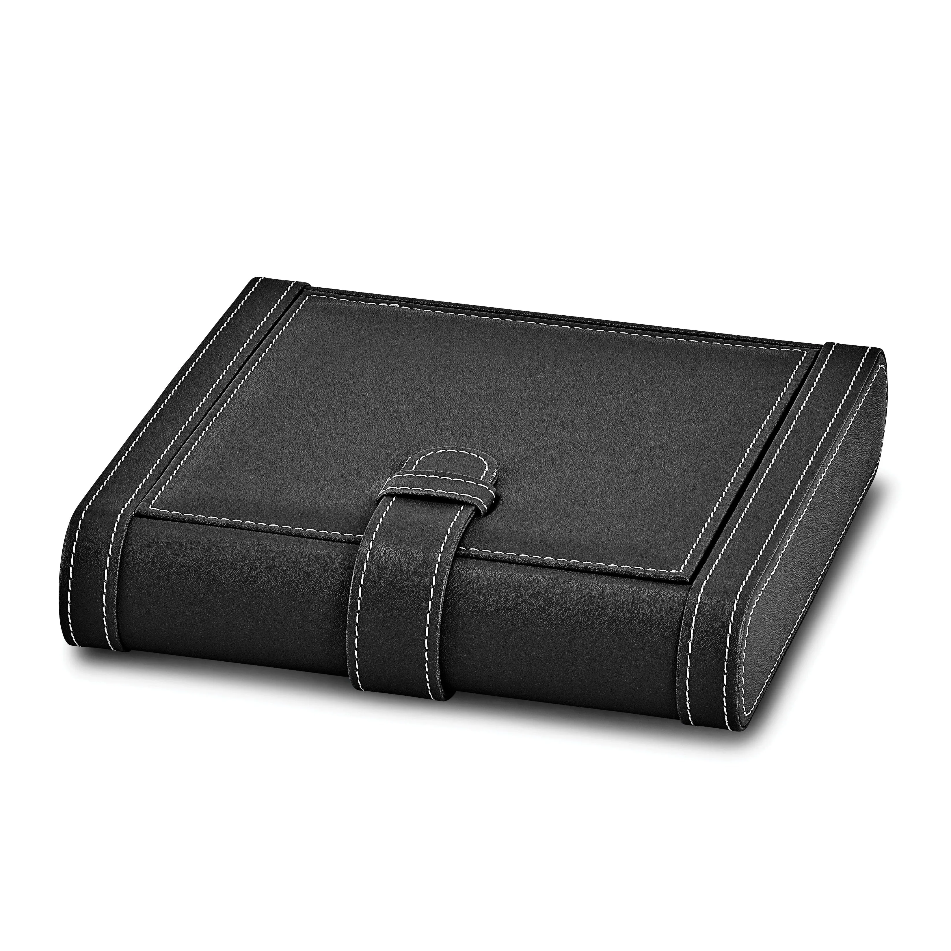 Black PU Leather 5-Cigar Travel Case