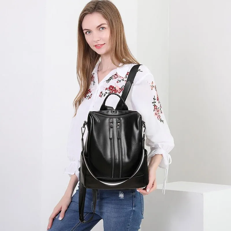 ChicLeather Zipper Fashion Backpack