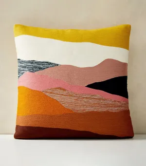 Crewel Landscape Pillow Cover - Desert Sunset