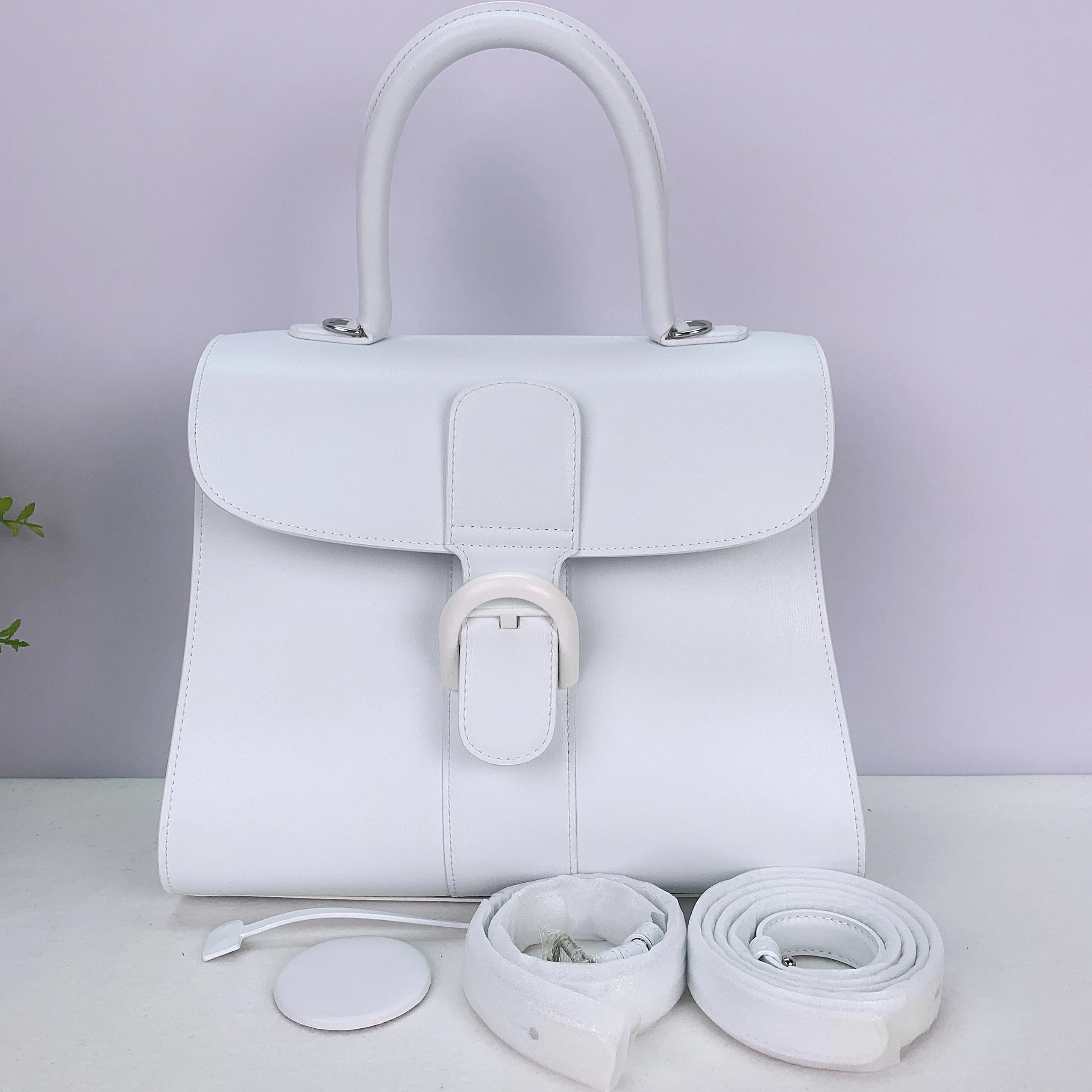 Del   Leather Large  satchel -White