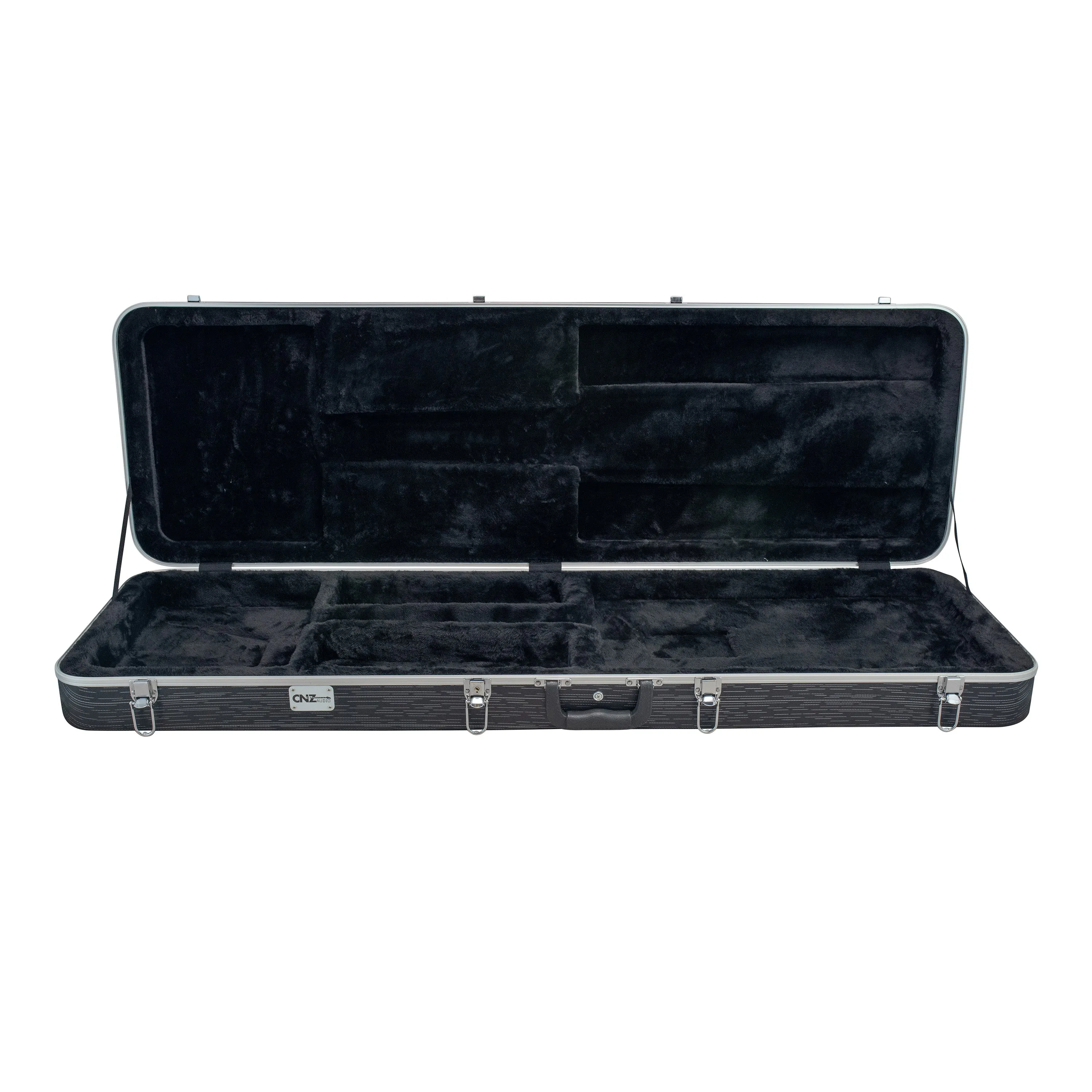 Deluxe ABS Bass Guitar Case - Black with White Lines