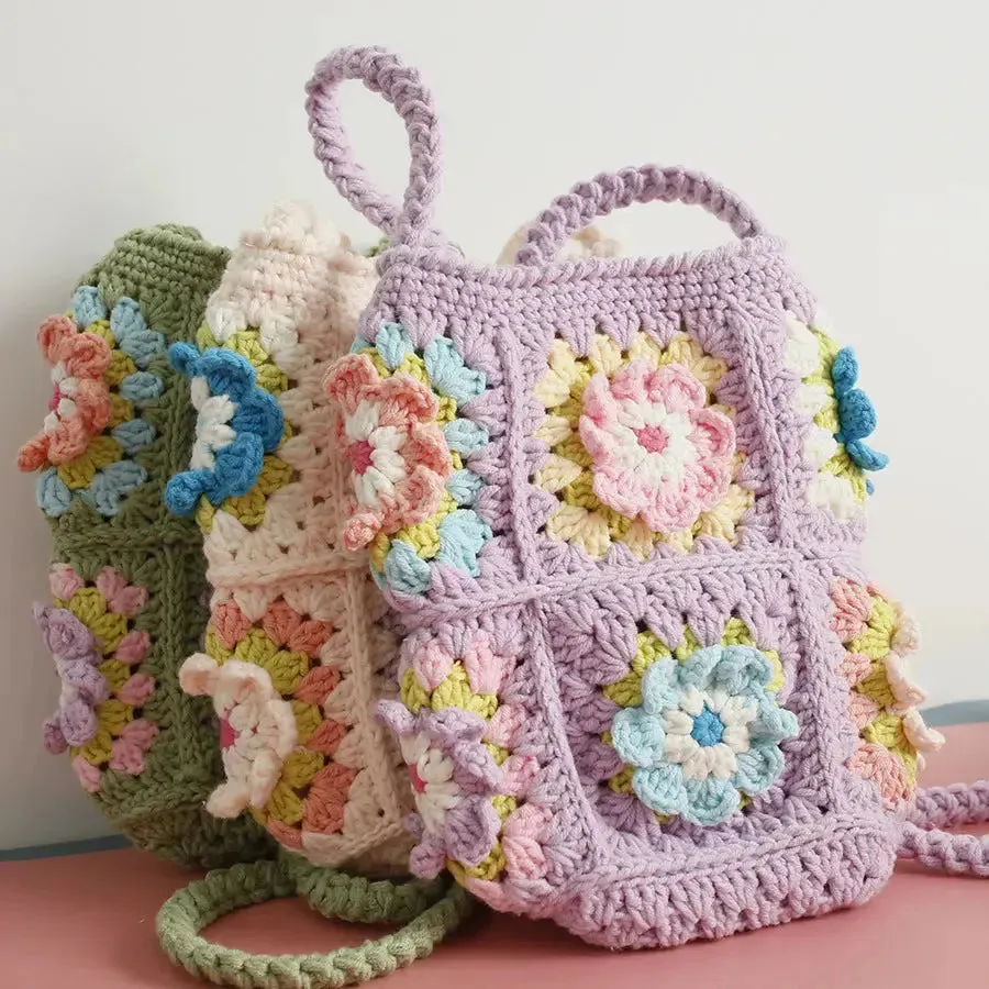 Flowers hand- made Crocheted Bag