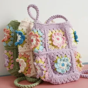 Flowers hand- made Crocheted Bag