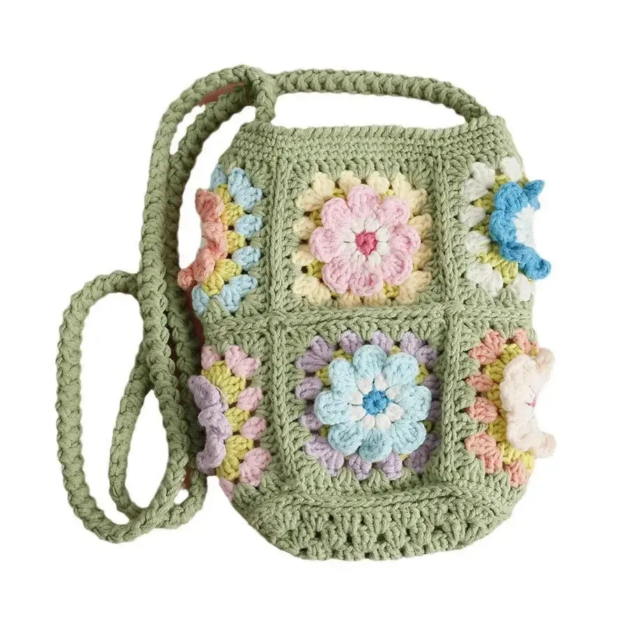 Flowers hand- made Crocheted Bag