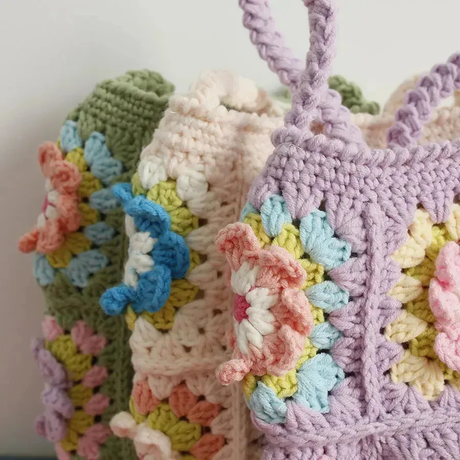 Flowers hand- made Crocheted Bag