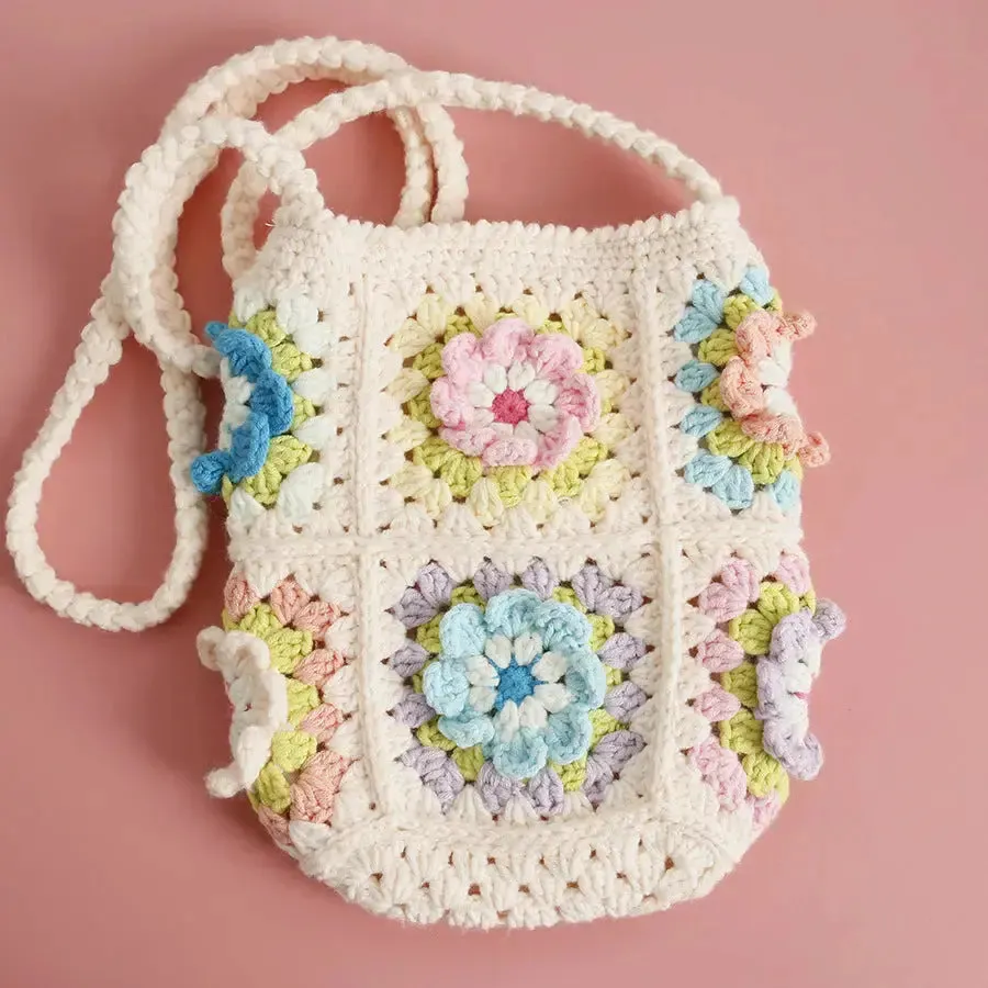 Flowers hand- made Crocheted Bag