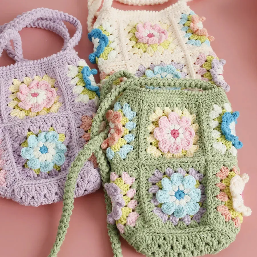 Flowers hand- made Crocheted Bag