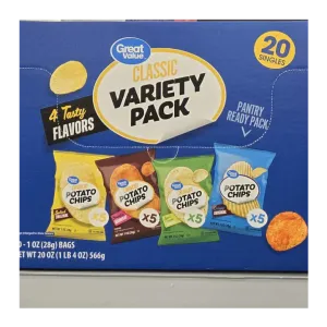 Great Value Classic Potato Chips Variety Pack, 20 Count