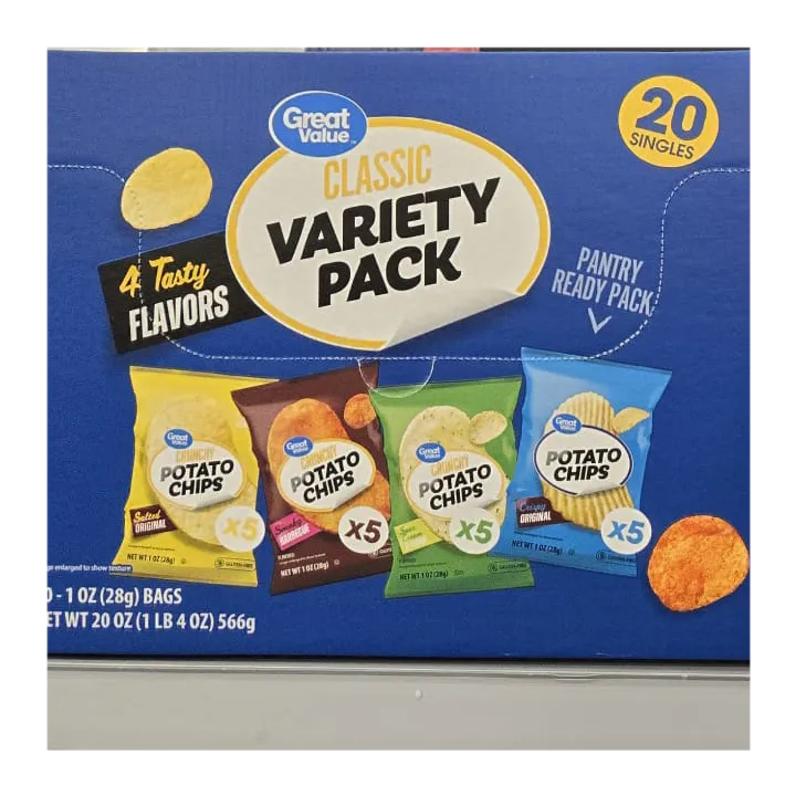 Great Value Classic Potato Chips Variety Pack, 20 Count