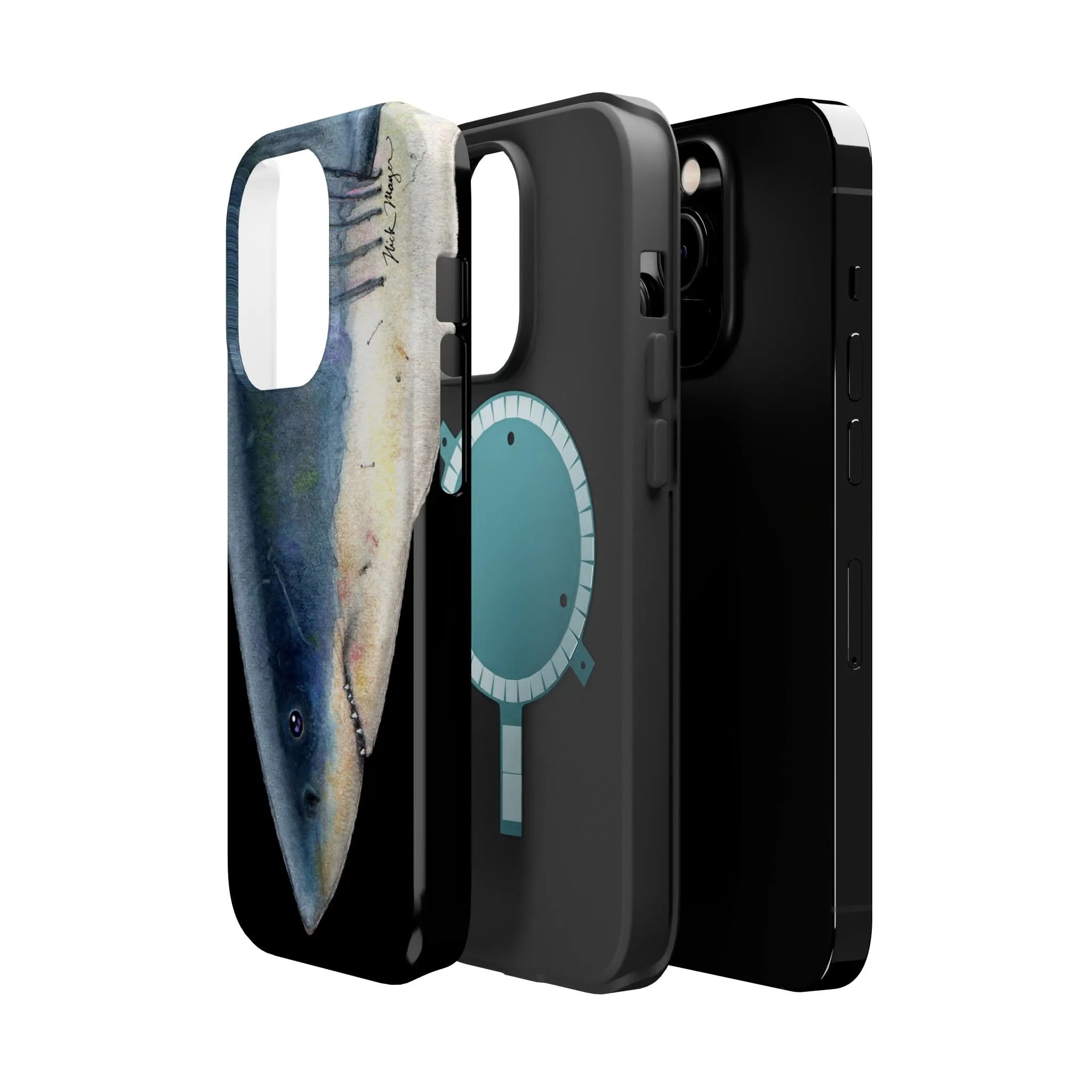 Great White Shark Face MagSafe Black iPhone Case