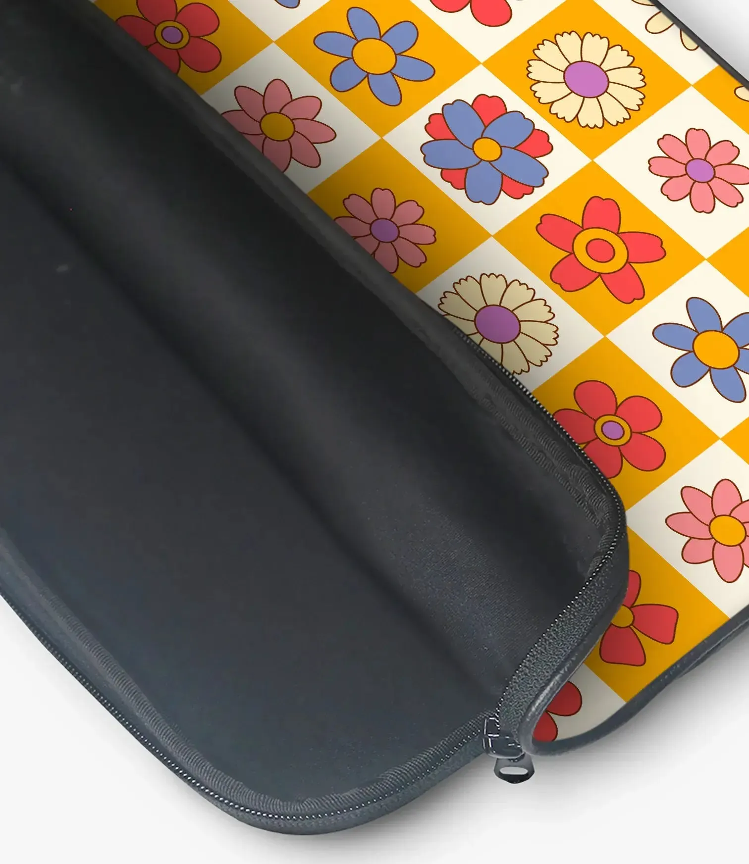 Groovy Checkered Floral Laptop Sleeve