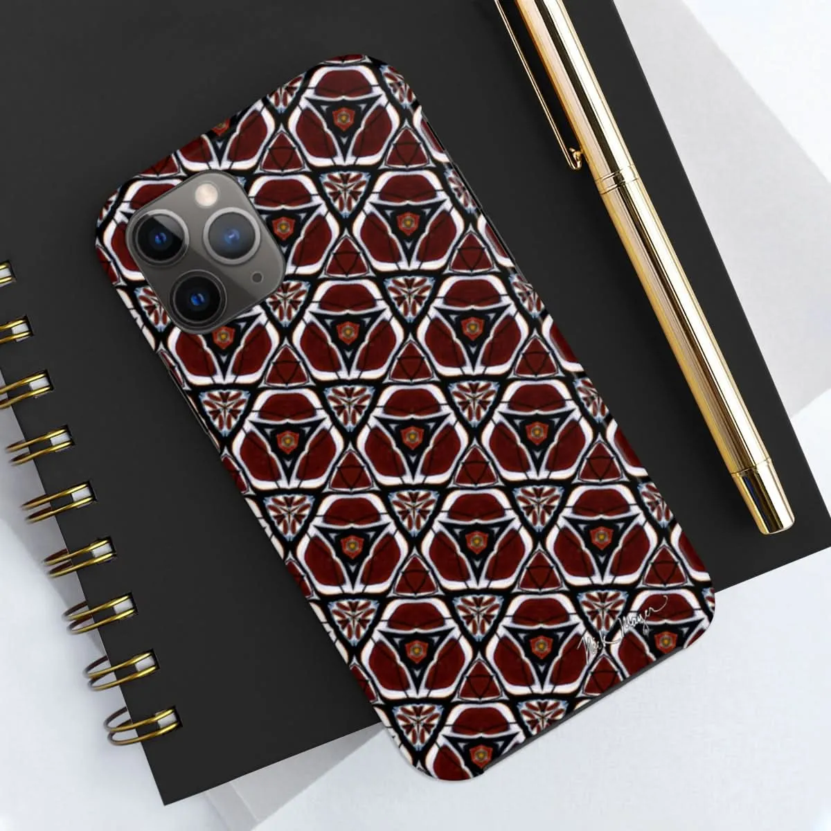 Maroon Butterfly Pattern Phone Case (iPhone)