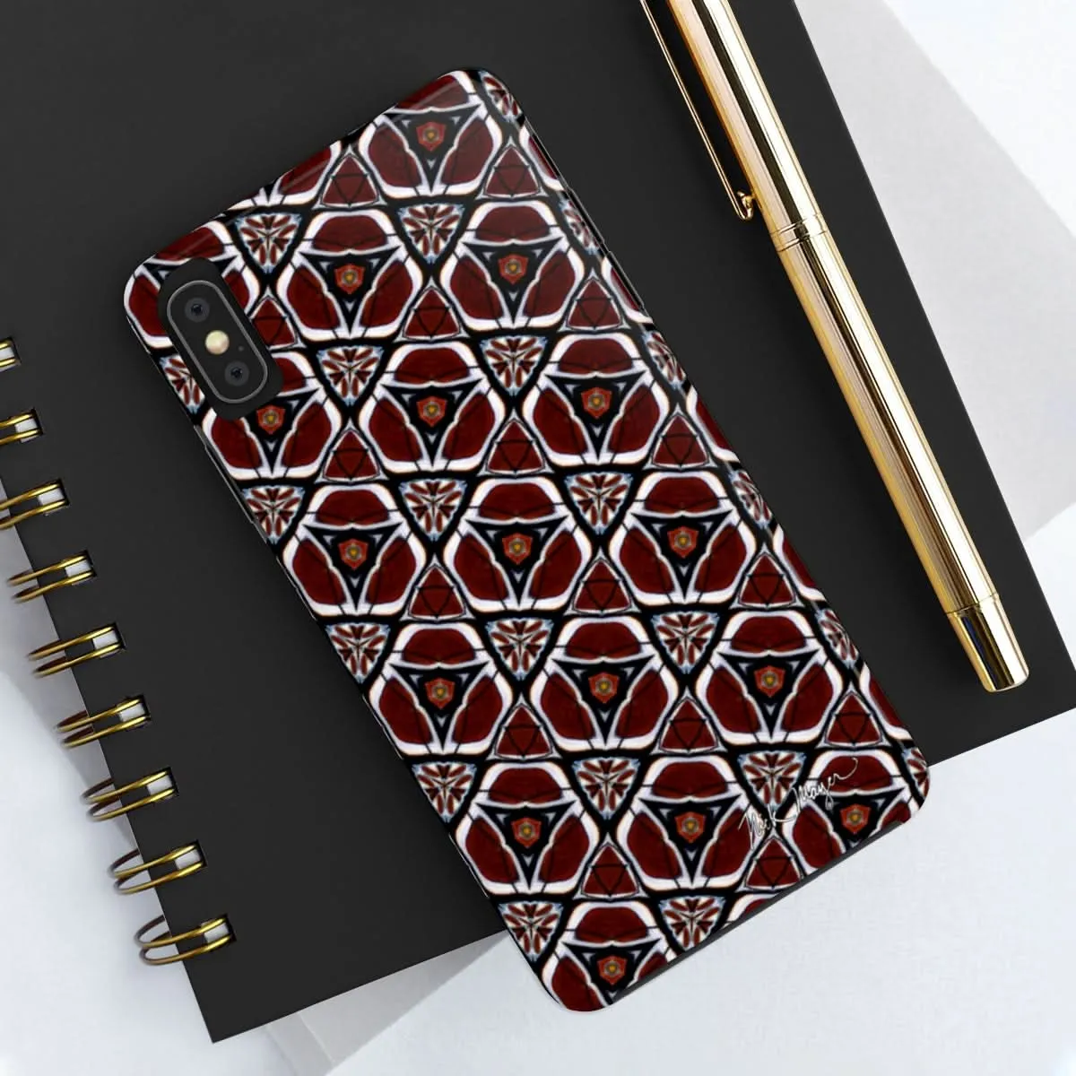 Maroon Butterfly Pattern Phone Case (iPhone)