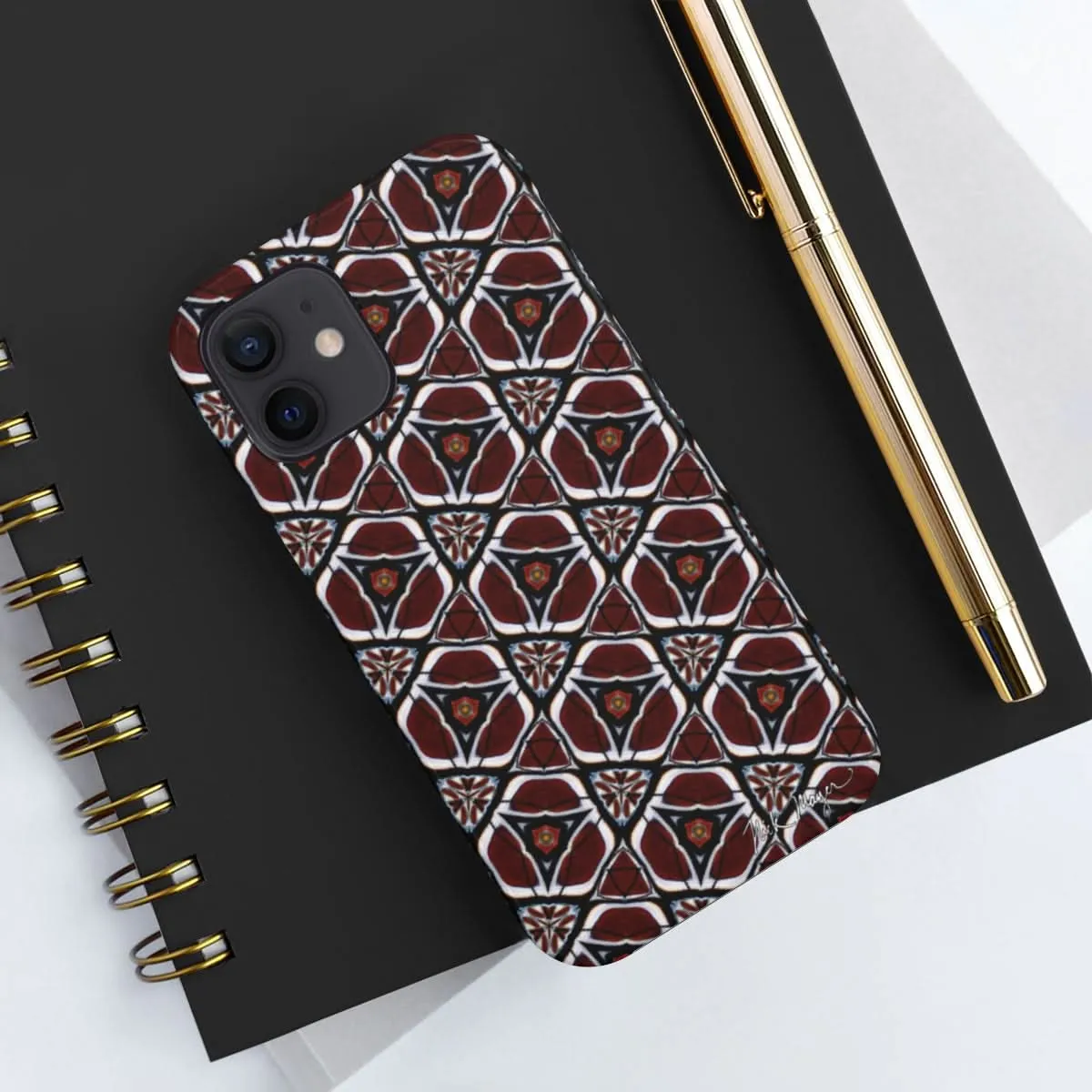 Maroon Butterfly Pattern Phone Case (iPhone)