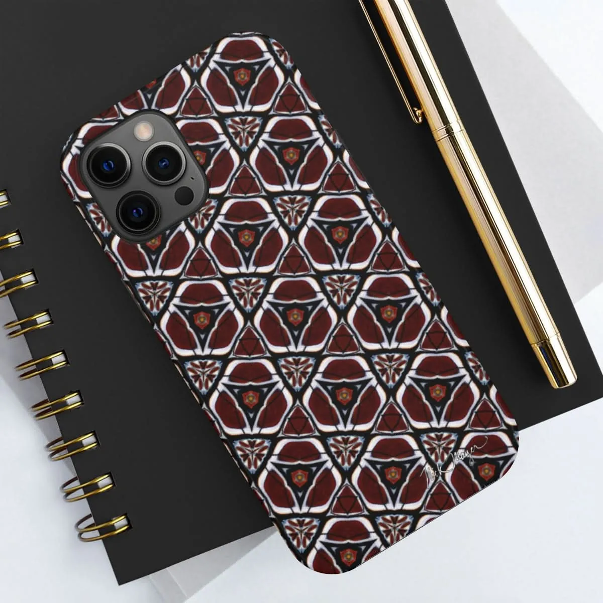 Maroon Butterfly Pattern Phone Case (iPhone)