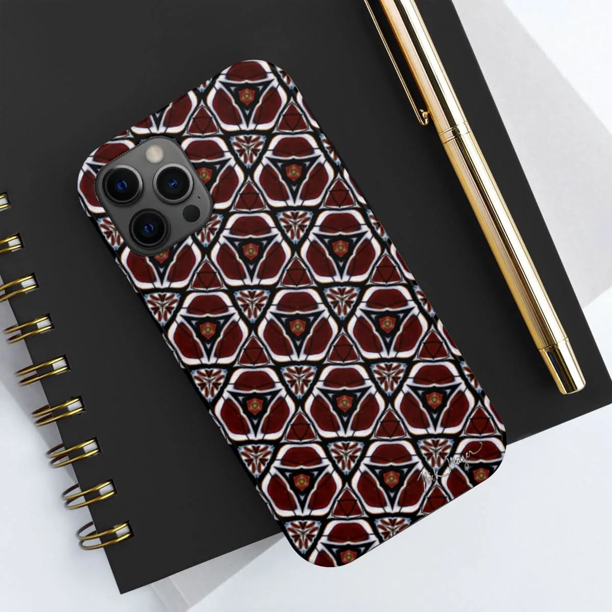 Maroon Butterfly Pattern Phone Case (iPhone)