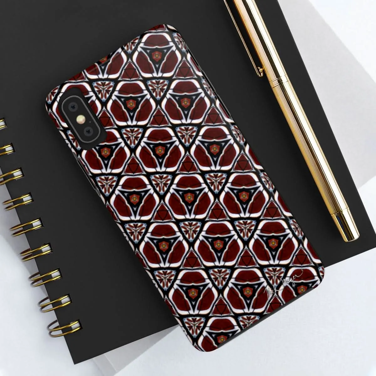 Maroon Butterfly Pattern Phone Case (iPhone)