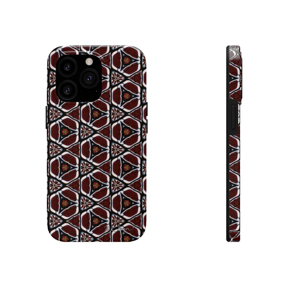 Maroon Butterfly Pattern Phone Case (iPhone)