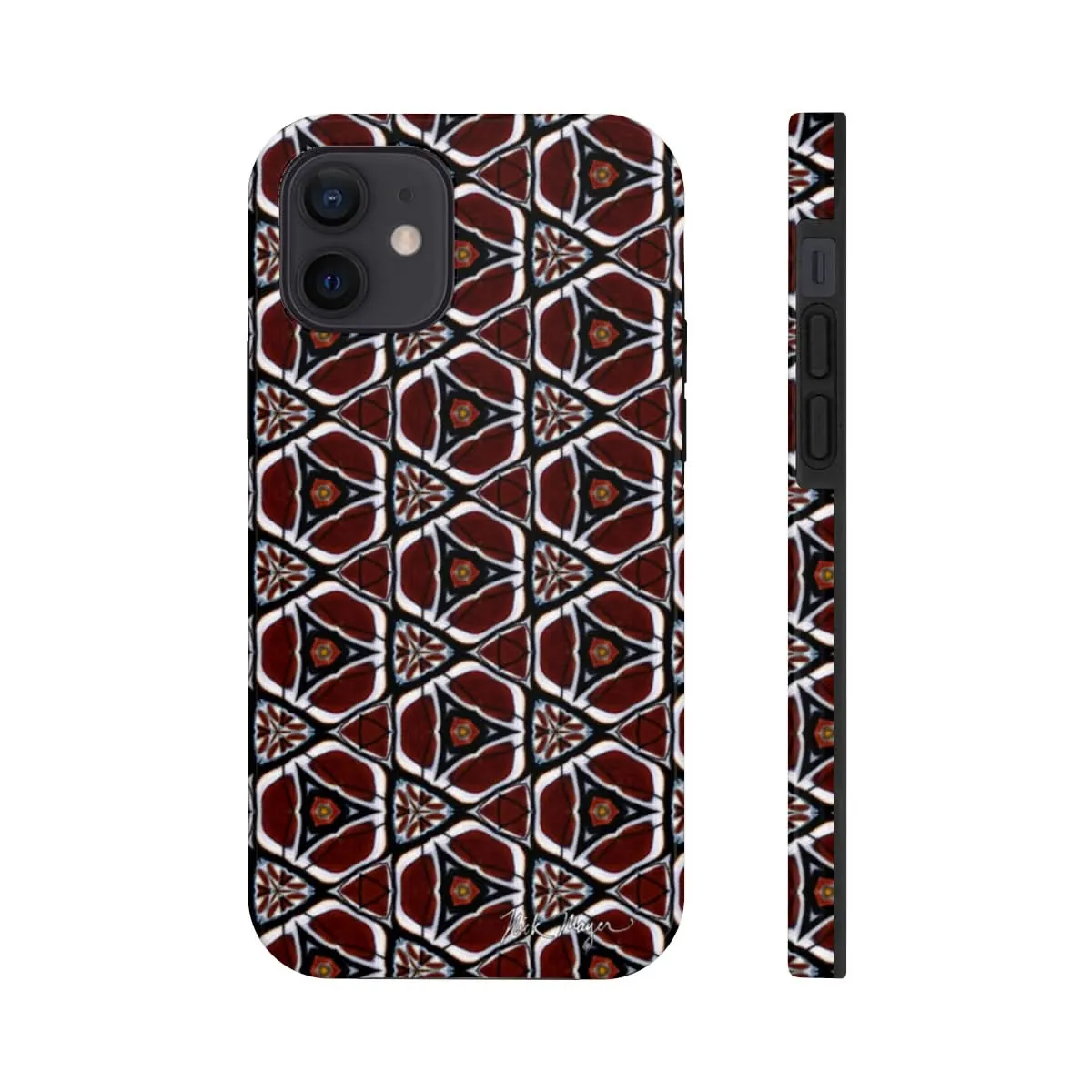 Maroon Butterfly Pattern Phone Case (iPhone)