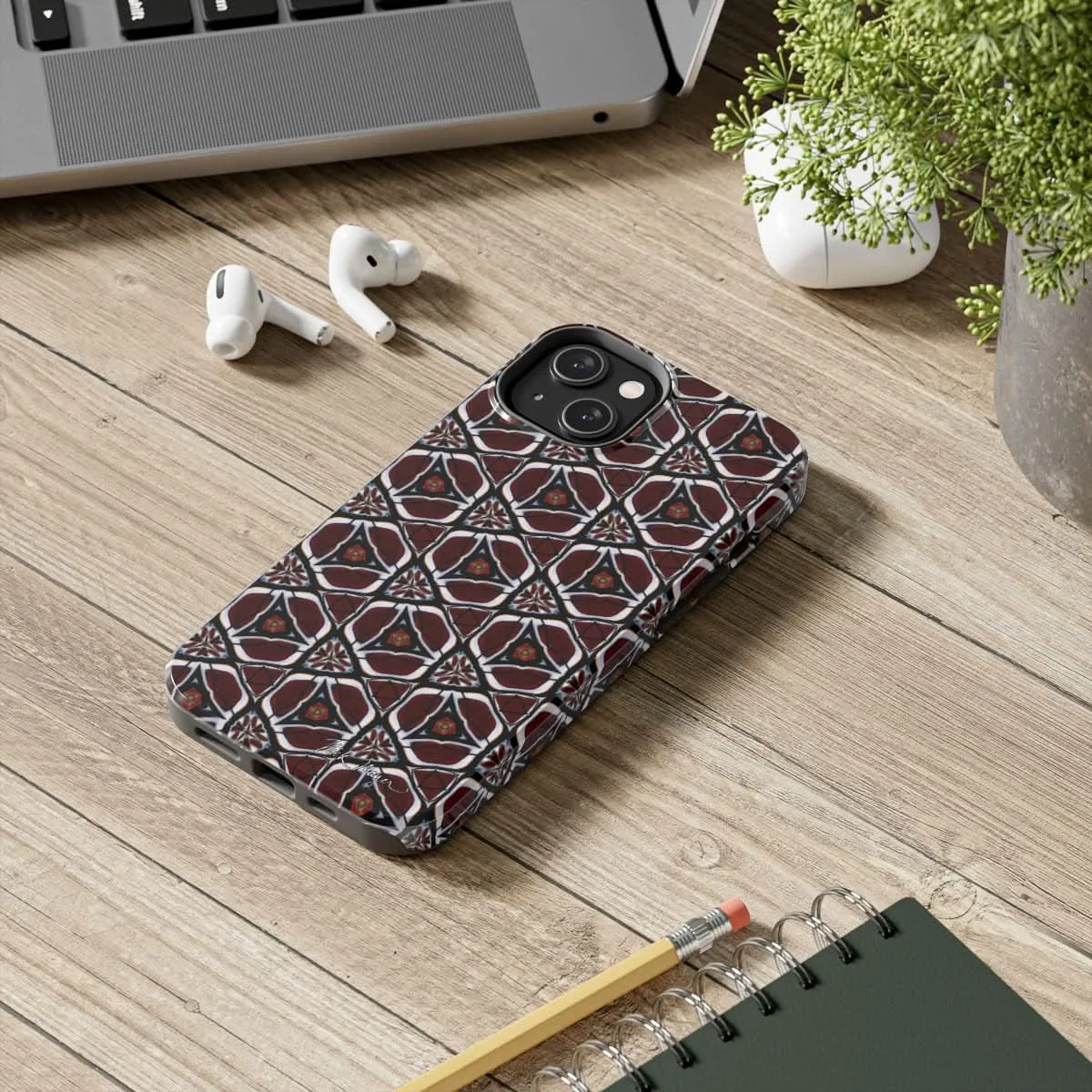 Maroon Butterfly Pattern Phone Case (iPhone)