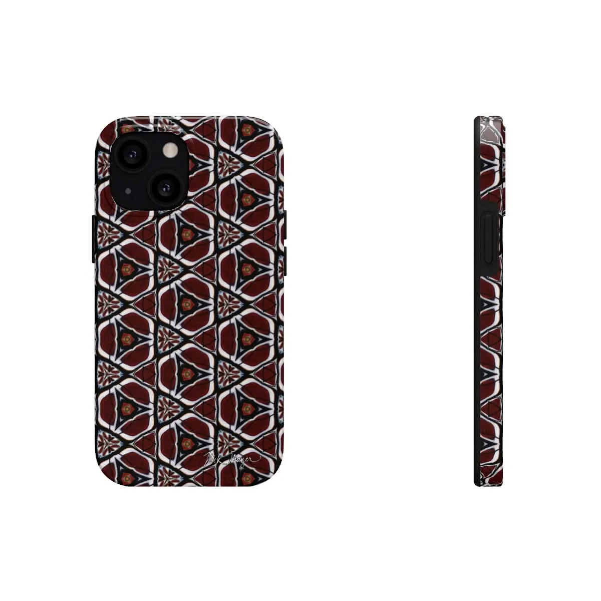 Maroon Butterfly Pattern Phone Case (iPhone)