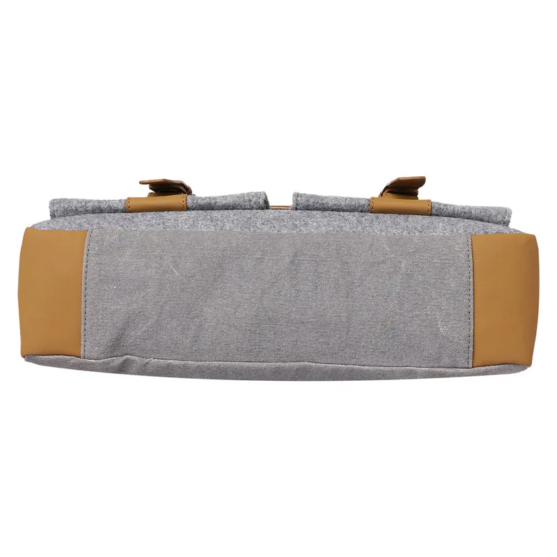 Mona B Unisex Canvas Messenger Crossbody Laptop/Tablet/MacBook Bag: Arctic Light Grey