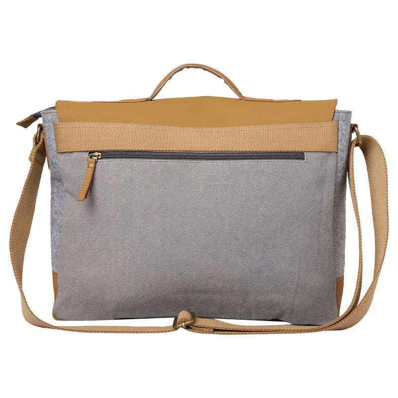 Mona B Unisex Canvas Messenger Crossbody Laptop/Tablet/MacBook Bag: Arctic Light Grey