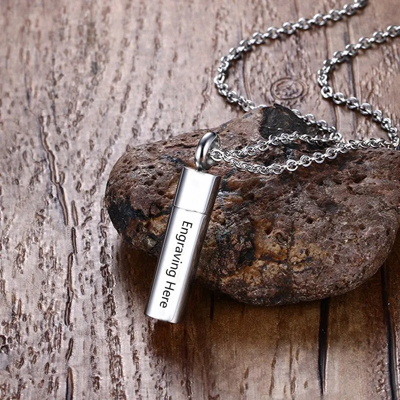 Open Cylinder Engraved Pendant