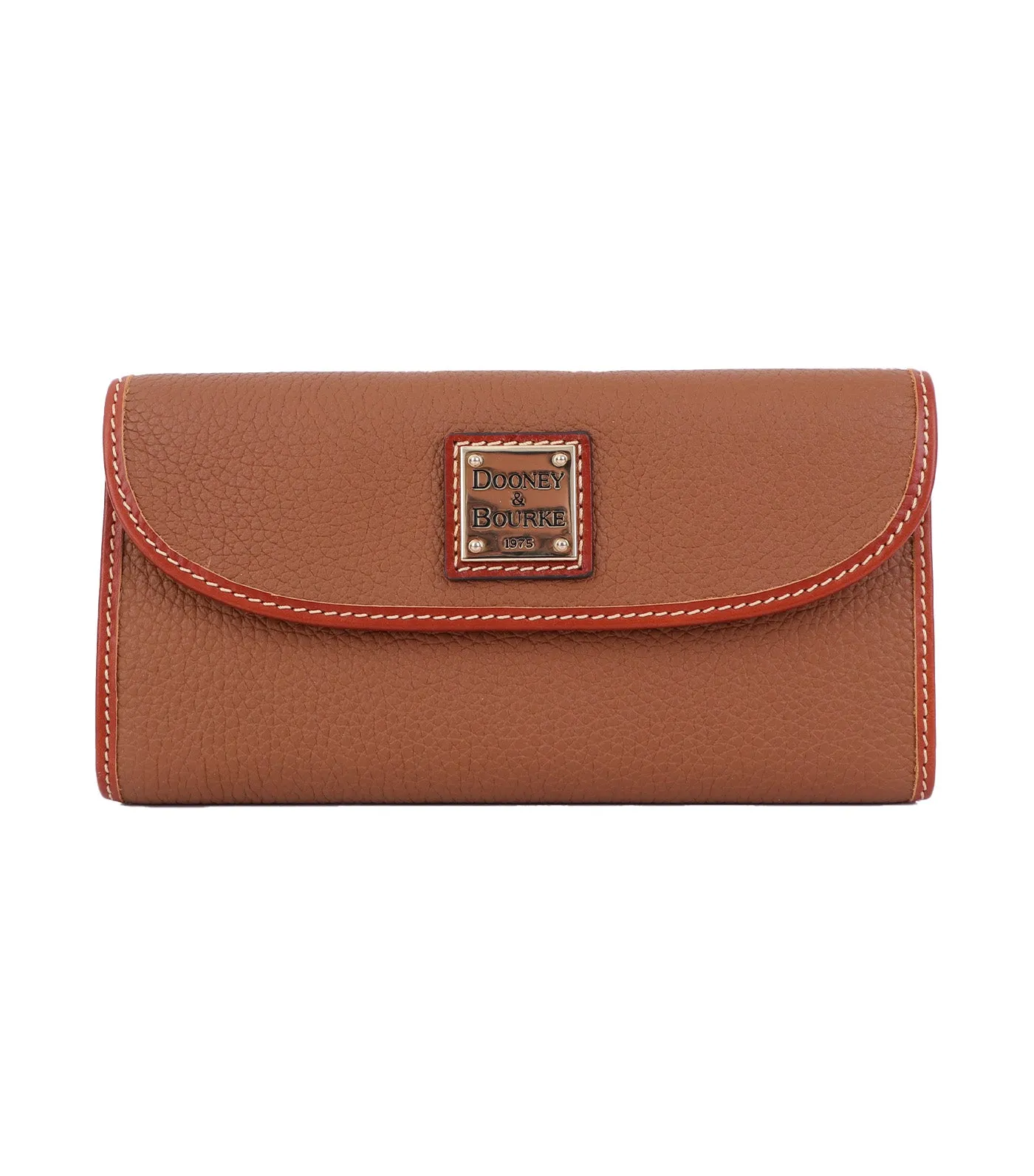 Pebble Grain Continental Clutch Caramel