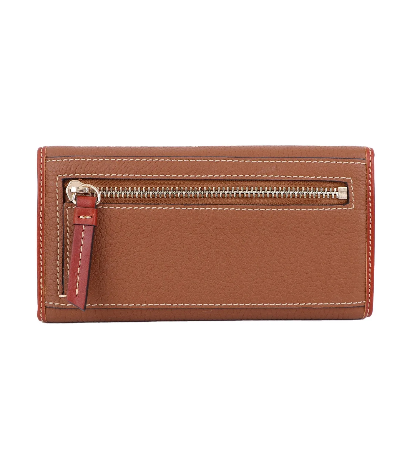 Pebble Grain Continental Clutch Caramel