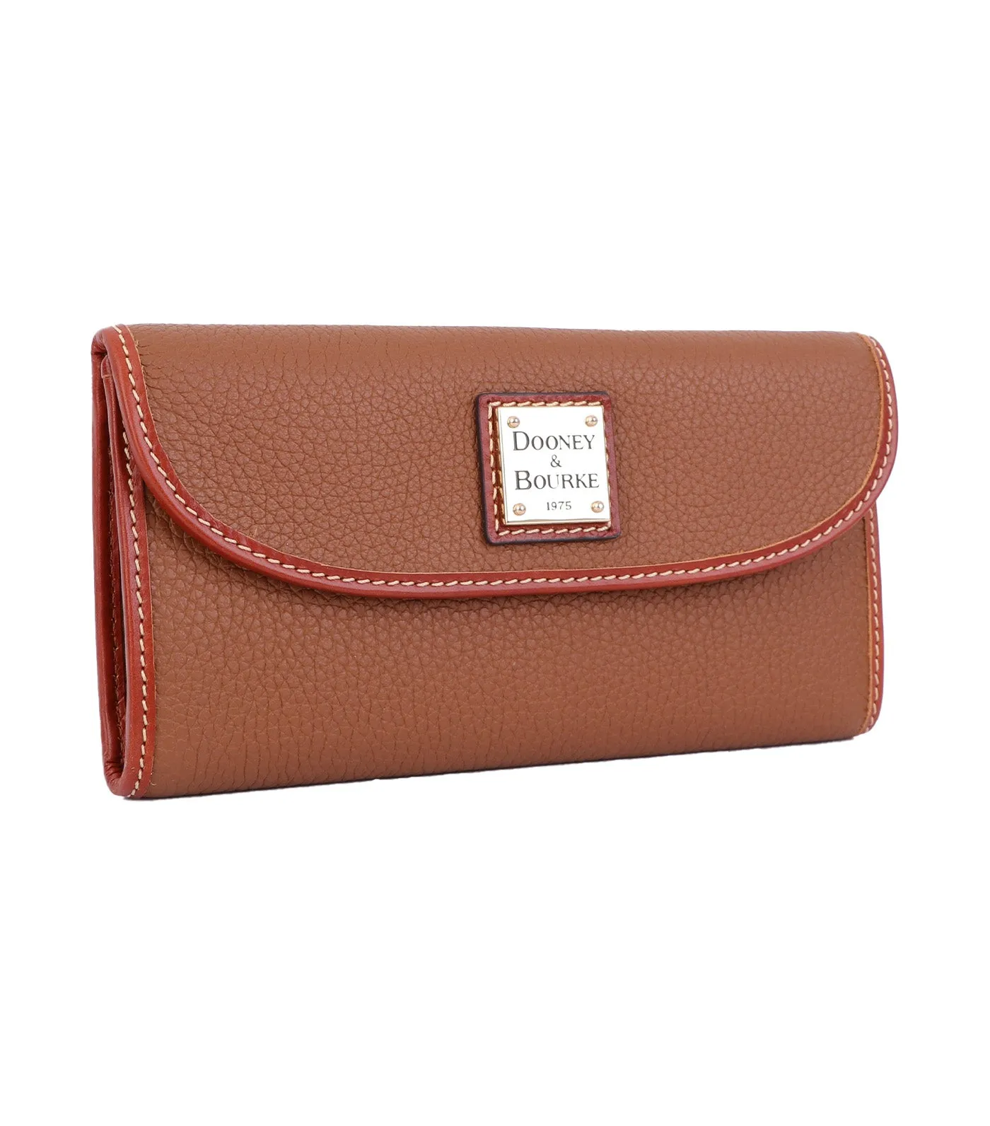 Pebble Grain Continental Clutch Caramel