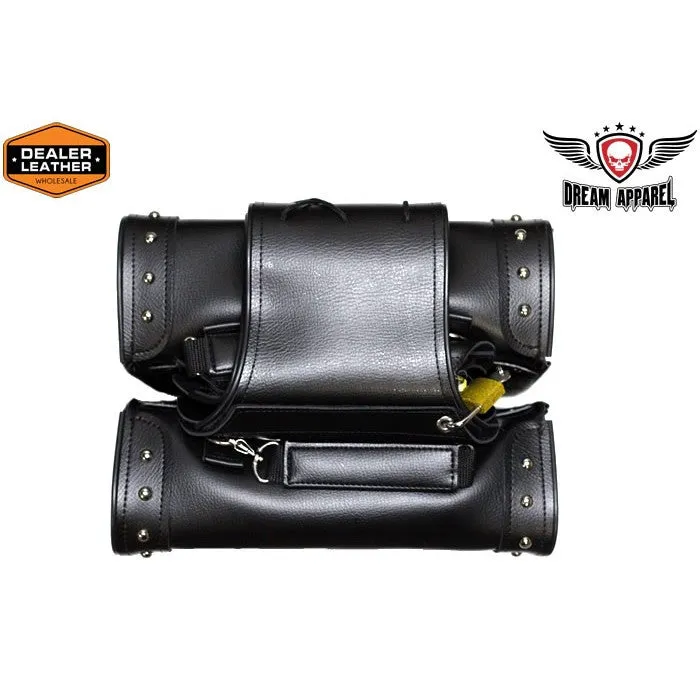 PVC Waterproof Motorcycle Saddlebag with Quick-Release, Studs 11"x4"x11