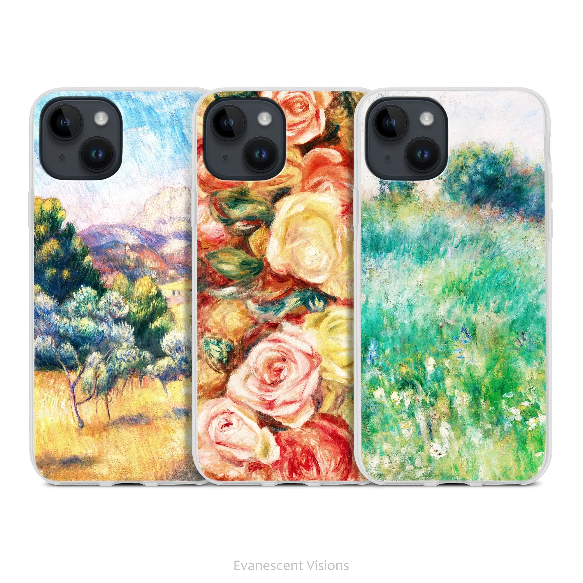 Renoir Impressionist Art Phone Cases for iPhones, Roses, Victoire, Prairie