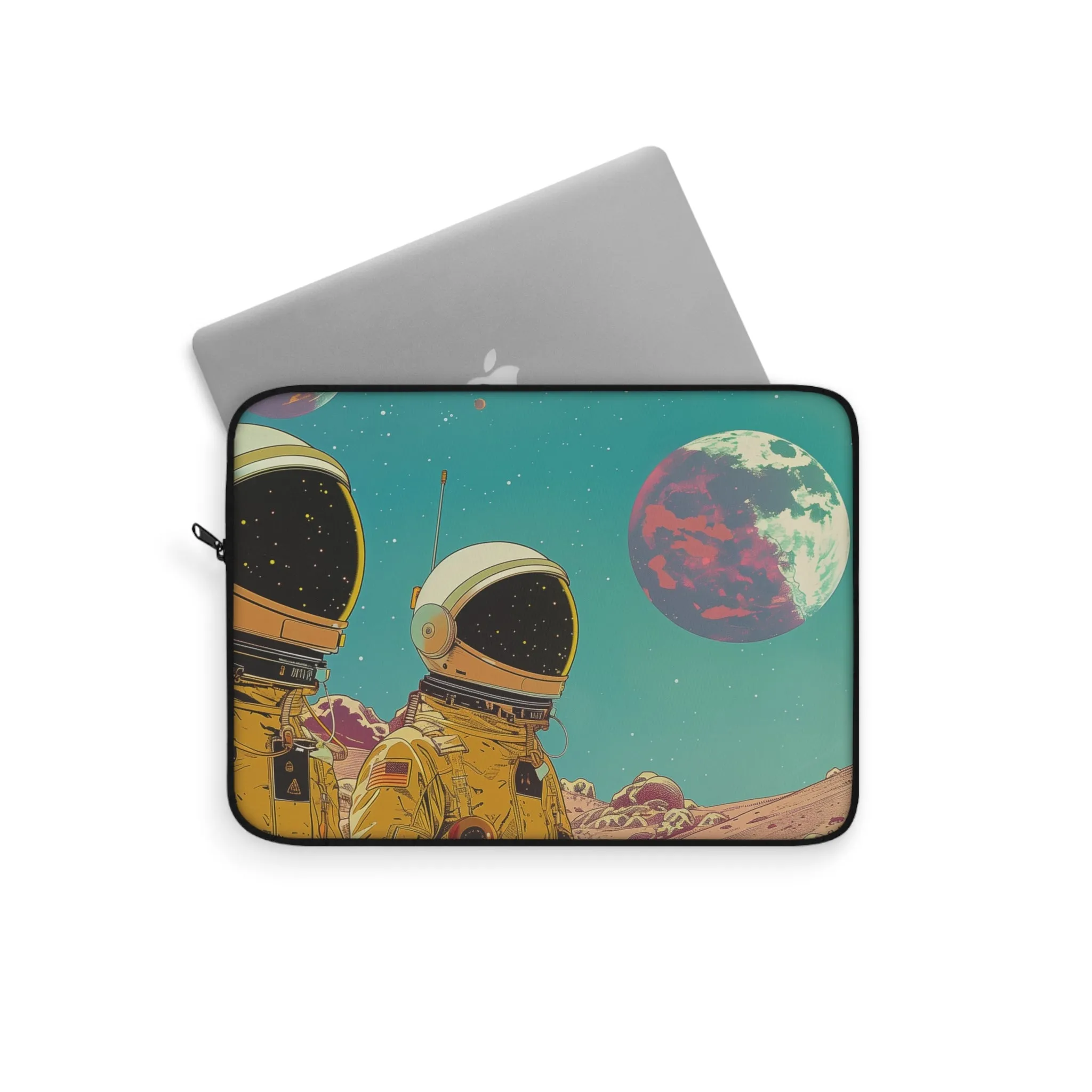 Retro Astronauts in Space Laptop Sleeve