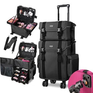 TheLAShop 2in1 Nylon Pro Rolling Makeup Case with Drawers(8)