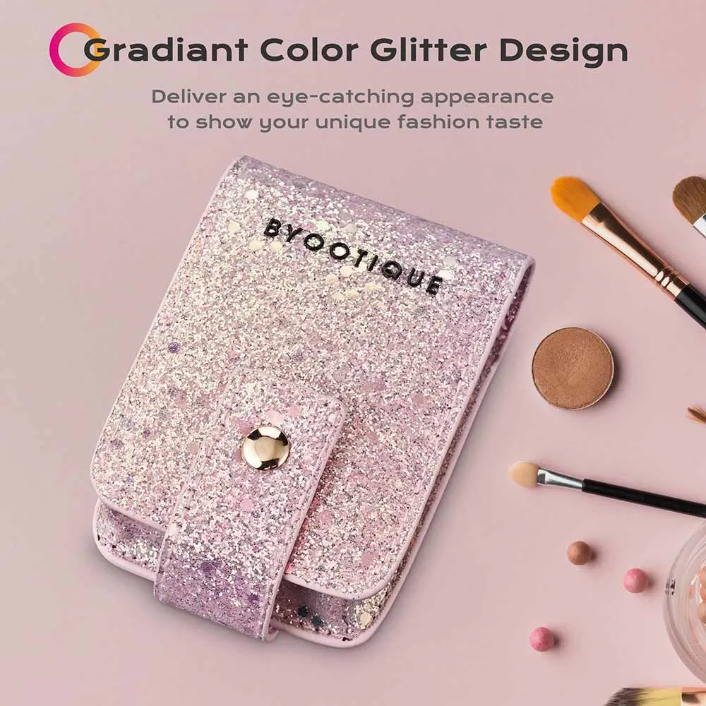 TheLAShop Glitter Lipstick Bag with Mirror for Double Lipsticks & Airpods