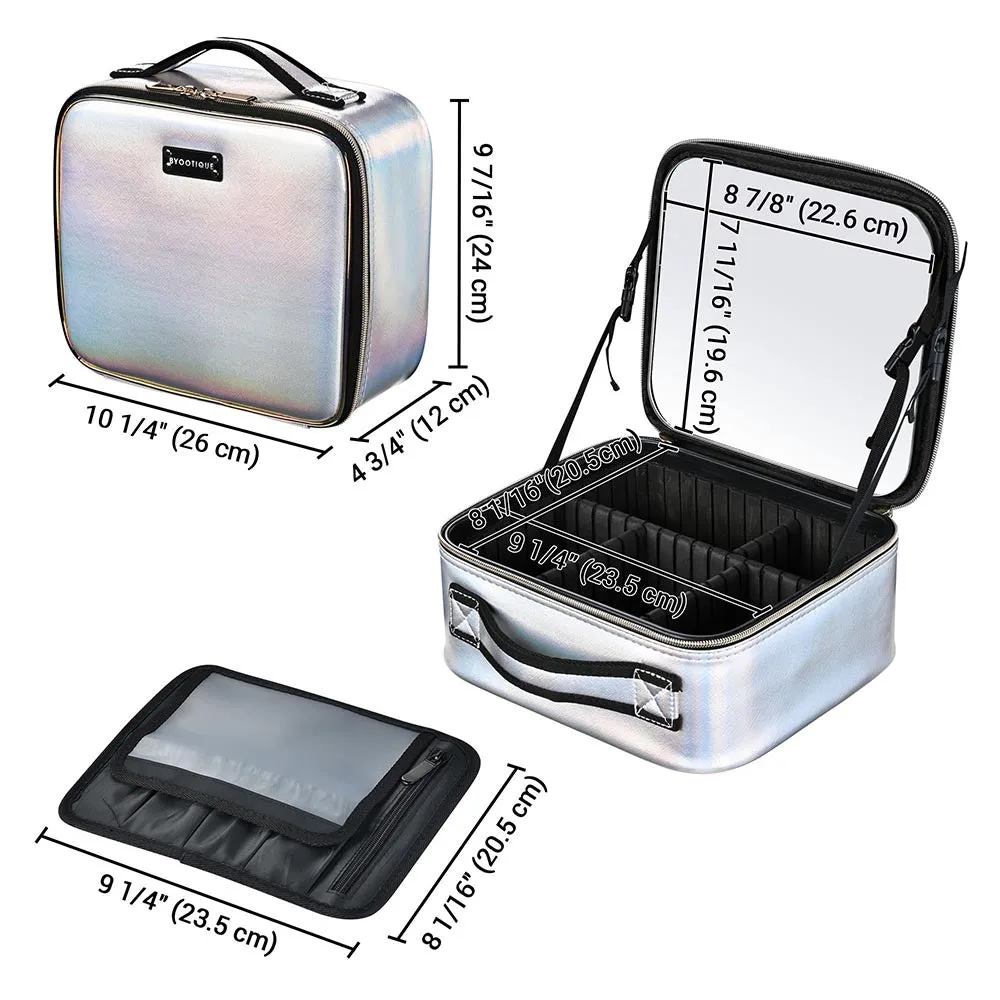 TheLAShop Iridescent Makeup Case with Mirror Brush Holder