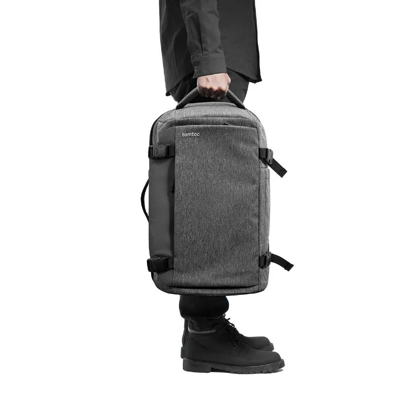 Tomtoc 40L Travel Backpack | TSA-Approved Carry-On, Water-Resistant Weekender for 17.3" Laptop, Black & Gray