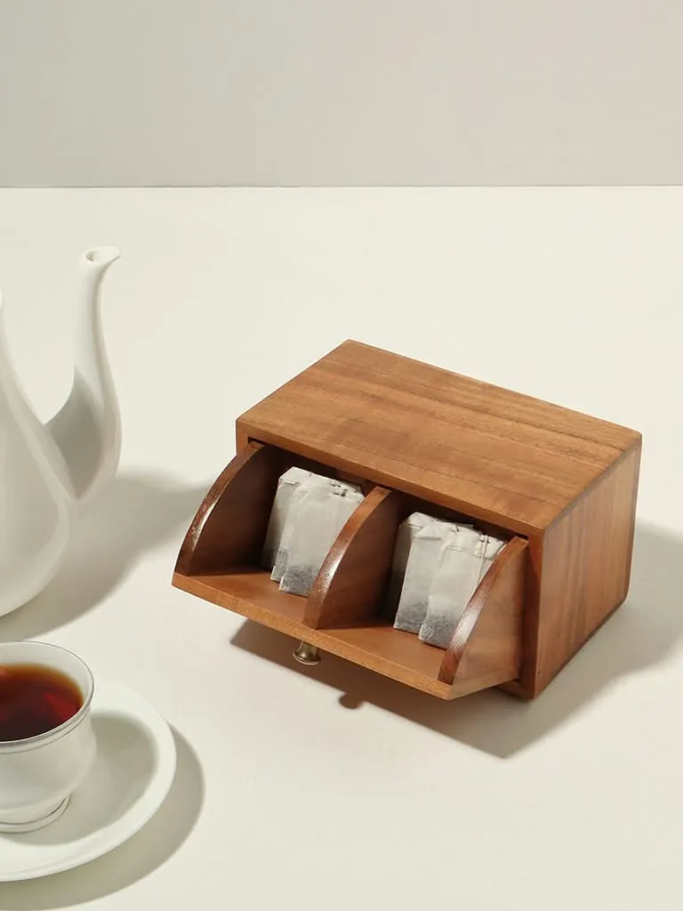 Westside Home Natural Wood Tea Bag Box Kitchen Storage